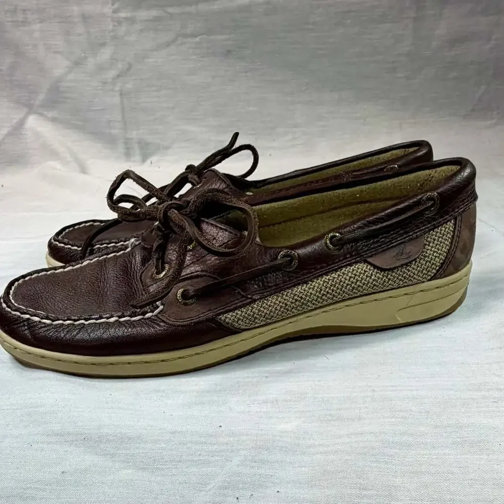 Sperry Top-Sider Bluefish Brown Leather Mesh Boat Shoes